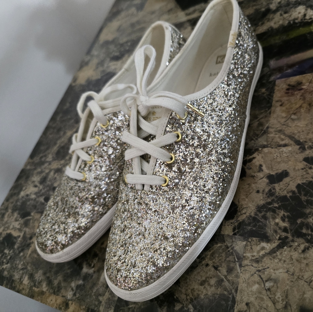 Kate Spade x Keds New York Champion Gold/Glitter Sneakers | Sz 8.5